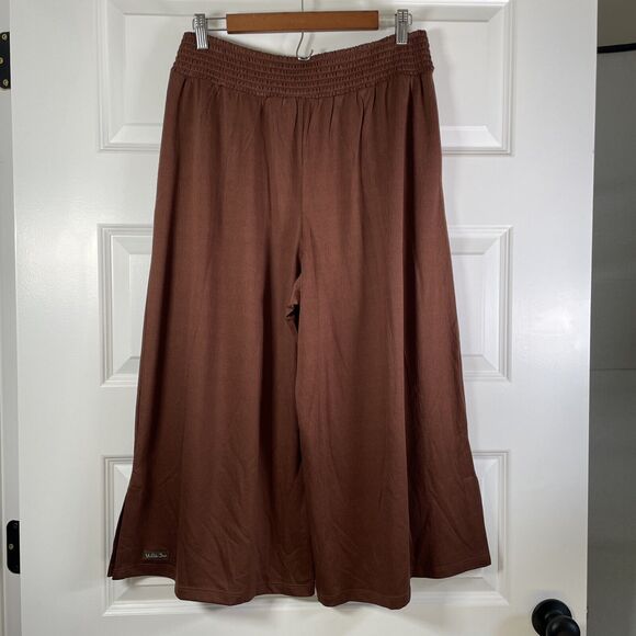 Matilda Jane Size M Brown Enchanted Garden Alice Textured Wide Leg Crop Pants - Picture 3 of 8